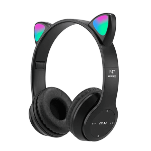 AURICULAR VINCHA BLUETOOTH CAT47M CON OREJITAS NEGRO